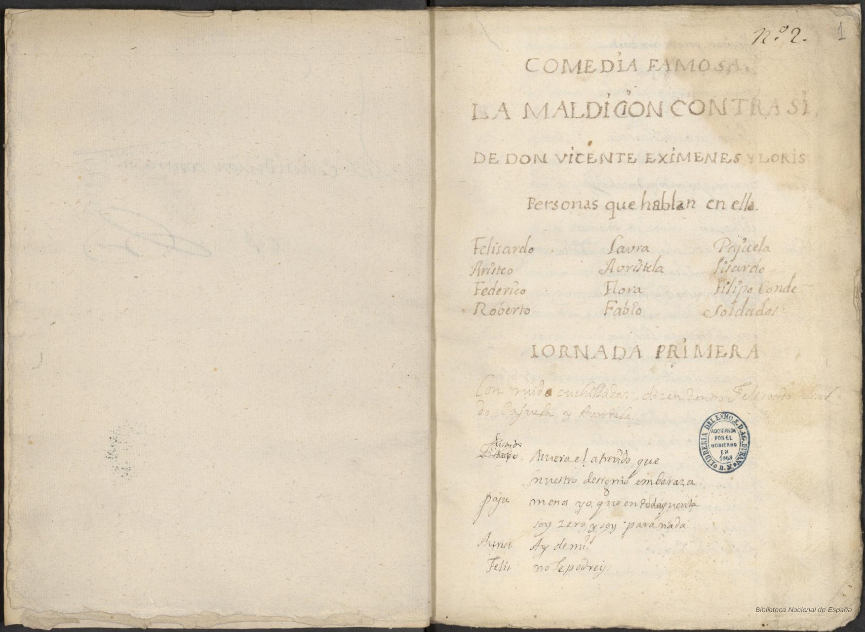 Prima pagina dell'opera